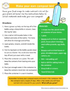 DIY compost bin STEM activity instruction sheet. 