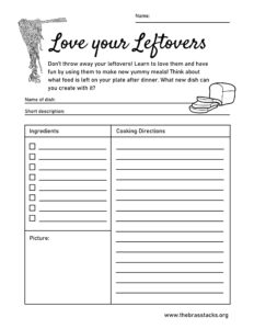 Love your Leftovers recipe card activity.